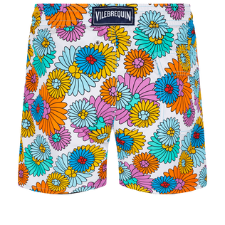 Men Swim Trunks Marguerites White back view