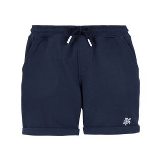 Boys Organic Cotton Bermuda Shorts Solid Navy front view