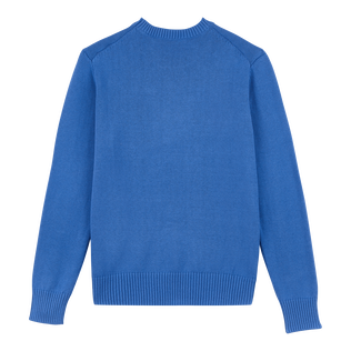 Men Cotton and Cashmere Crewneck Sweater Turtle Sea blue back view