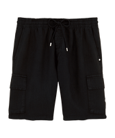 Bermuda cargo uomo in lino tinta unita Nero vista frontale