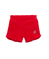 Pantalones cortos en tejido terry con estampado Jacquard Flower Power para niña Lipstick vista frontal