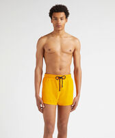 Men Swimwear Short and Fitted Stretch Solid Mango front worn view