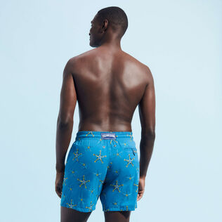 Men Swim Trunks Embroidered Starfish Dance - Limited Edition Calanque back worn view