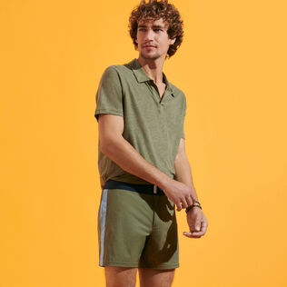 Pantaloncini mare uomo elasticizzati con cintura piatta Color Block Olivier dettagli vista 1