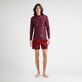 Men UV Protection Zipped Long Sleeves Rashguard Flowers Poppy red front worn view