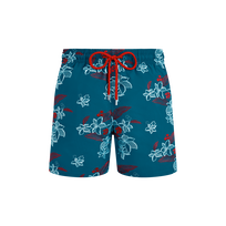 Flowers Power Badeshorts mit Stickerei für Herren Peacock Vorderansicht