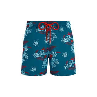 Flowers Power Badeshorts mit Stickerei für Herren Peacock Vorderansicht