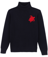 Men Cotton and Cashmere Turtleneck Pullover Blau Vorderansicht