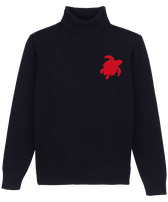 Pull col roulé en coton et cachemire homme Tortue Bleu vue de face
