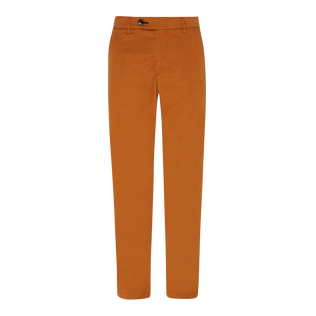 Men Tencel Cotton Chino Pants Solid Caramel front view