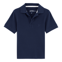 Boys Changing Cotton Pique Polo Shirt Solid Navy front view