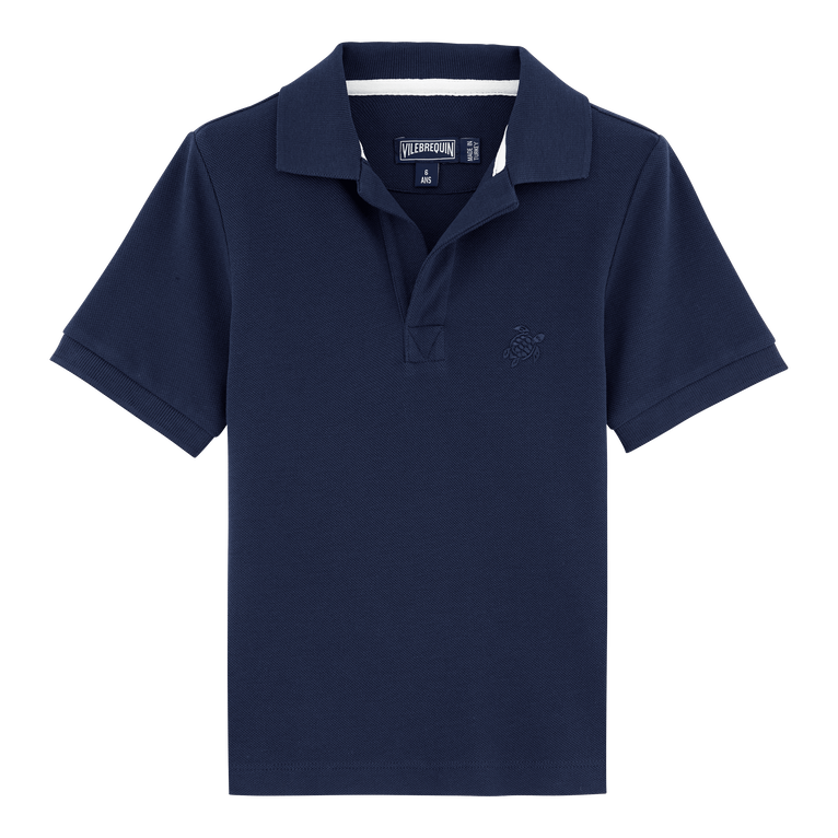 Solid Polohemd Aus Baumwollpikee Mit Changierendem Effekt Für Jungen - Pantin - Blau