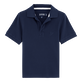 Solid Polohemd aus Baumwollpikee mit changierendem Effekt für Jungen Marineblau Vorderansicht
