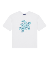 T-shirt large en coton garçon Tortue imprimée Whales Blanc vue de face