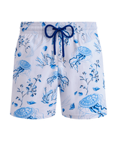 Bañador elástico con estampado Medusa and Shells para hombre Blanco vista frontal