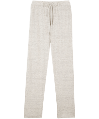 Pantalón unisex de lino de color liso Lihght gray heather vista frontal