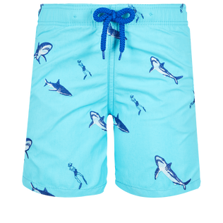 Boys Swim Trunks Embroidered 2009 Les Requins Lazulii blue front view