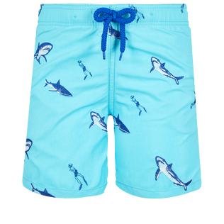 Boys Embroided Swim Shorts Les Requins Lazulii blue front view