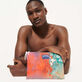 Bolsa de playa de lino con bordado Gra - Vilebrequin x John M Armleder Multicolores vista trasera desgastada