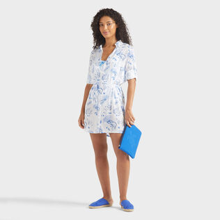 Women Viscose Shirt Dress Medusa and Shells White 细节视图1