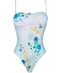 Women Fitted Printed - Women One-piece Swimsuit Belle Des Champs, Soft blue front view