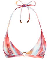 Top bikini donna all'americana Ikat Flowers Multicolore vista frontale
