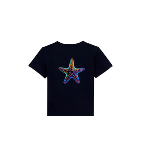 Camiseta en algodón orgánico con estampado Disco Stars para niño Azul marino vista trasera