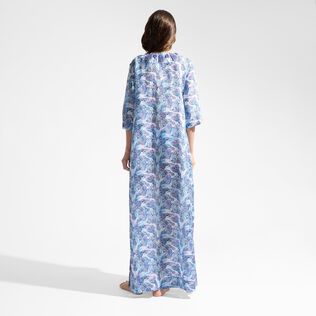 Women Silk Kaftan Isadora Fish White 背面穿戴视图
