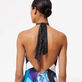 Women One-piece Halter Swimsuit Envoûtement - Vilebrequin x Deux Femmes Noires Purple blue details view 2