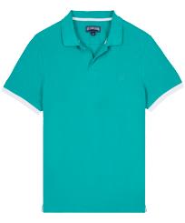 Men Cotton Pique Polo Shirt Solid Tropezian green 正面图