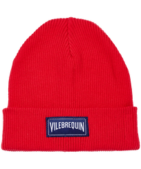 Kids Knitted Beanie Solid Tomato vista frontale