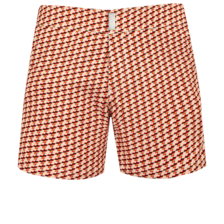 Men Stretch Short Swim Shorts Flat Belt Micro Mouettes - Merise - Yellow - Size M - Vilebrequin