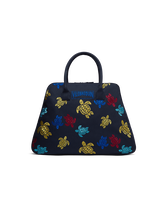 Sac bowling Tortues multicolores en coton Bleu marine vue de face