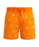 Pantaloncini mare uomo ricamati Micro Ronde des Tortues Diagonale - Edizione limitata Carota vista frontale