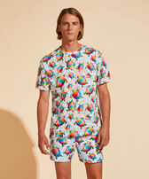 Camiseta de algodón orgánico con estampado Tortugas para hombre - Vilebrequin x Okuda San Miguel Multicolores vista frontal desgastada