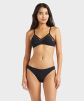 Haut de maillot de bain brassière femme uni Noir vue portée de face