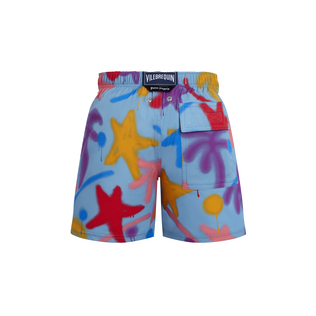 Boys Stretch Swim Shorts Spray Paint - VBQ x Palm Angels Blue smoke 后视图