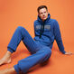Pantaloni da jogging uomo in cotone tinta unita Blu mare dettagli vista 1