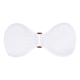 Top de bikini de corte bandeau y color liso para mujer Blanco vista frontal