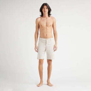 Men Tencel Bermuda Shorts Solid Hemp front worn view