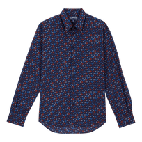 Camisa ligera de gasa de algodón con estampado Micro Ronde Des Tortues Rainbow unisex Azul marino vista frontal
