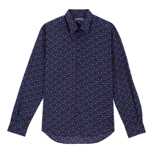 Camicia leggera in voile di cotone Micro Ronde Des Tortues Rainbow Blu marine vista frontale