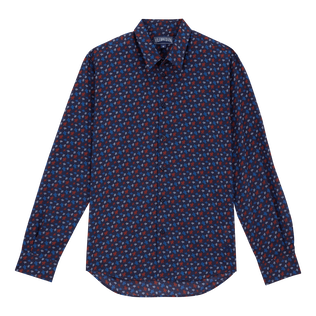 Leichtes Micro Ronde des Tortues Rainbow Unisex-Hemd aus Baumwollvoile Marineblau Vorderansicht