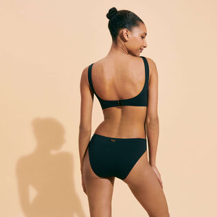 Maillot de bain une pièce trikini graphique femme uni Noir vue portée de dos