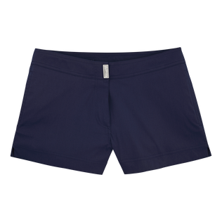 Women Swim Shorts Solid Navy front view