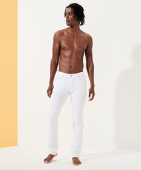 Hombre Autros Liso - Pantalón recto de terciopelo con cinco bolsillos para hombre, Blanco vista frontal desgastada