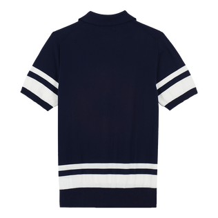 Zweifarbiges Poloshirt aus Baumwolle für Herren Marineblau Rückansicht