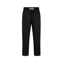 Pantaloni in jersey di lino tinta unita Nero vista frontale