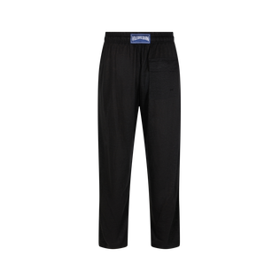 Pantaloni in jersey di lino tinta unita Nero vista frontale