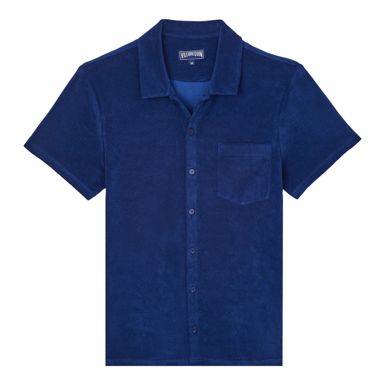 Unisex Terry Bowling Shirt Solid - Charli - Blue - Size S - Vilebrequin